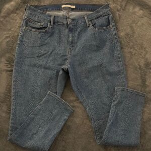Levi’s 711 Skinny Blue Jeans with Snakeskin Pattern